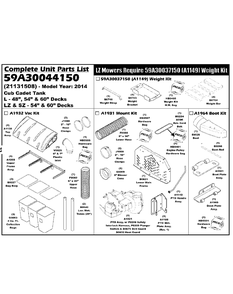 Unit Parts List Diagram and Parts List for 59A30044150  Cub Cadet Lawn Tractor